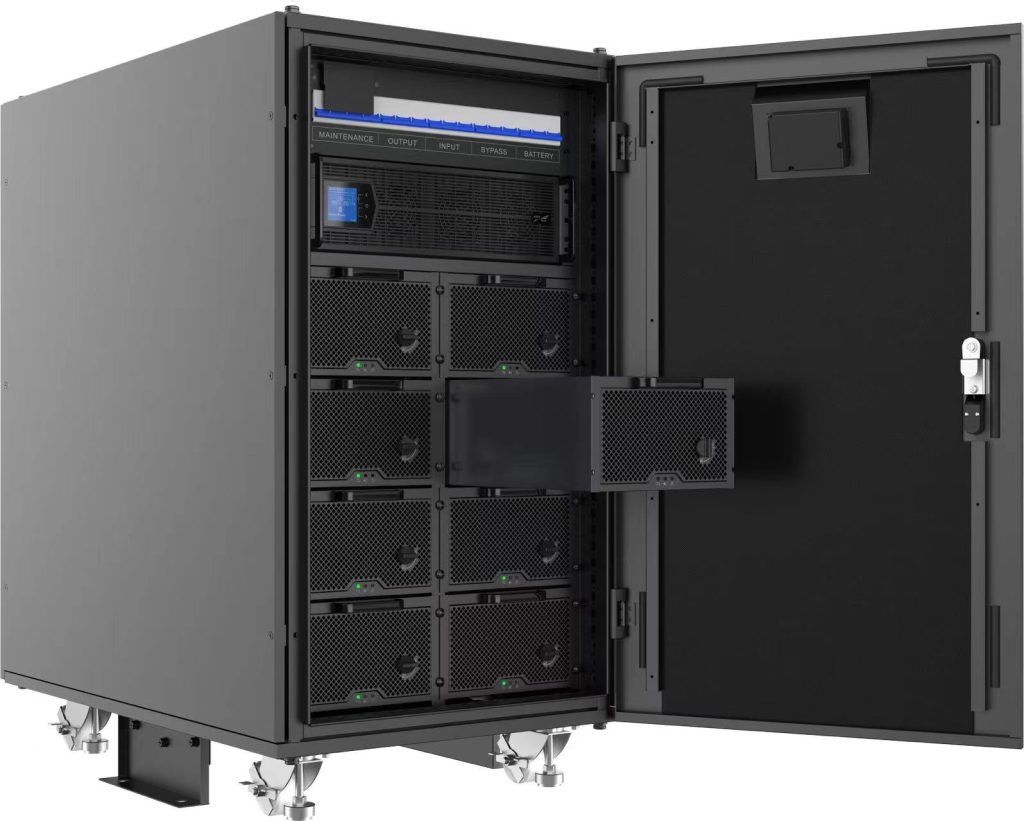 S3 Lithium Ion UPS 40KW model with battery tray out and door open
