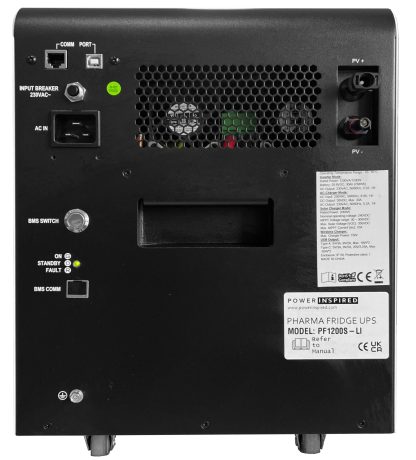 PF1200SLi Pharma Fridge UPS Rear