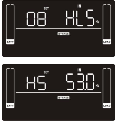 UPS Setting #8 Bypass Frequency Limits