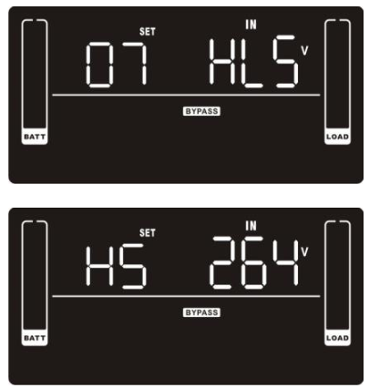 UPS Setting #7 Bypass Voltage Limits